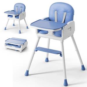 lot 11854 image: Obee Odee 3-in-1 Portable Baby High Chair for Babies and Toddlers, Convertible Easy Clean Infant Foldable Highchair with Adjustable Legs and Dishwasher Safe Tray, Blue( Used)