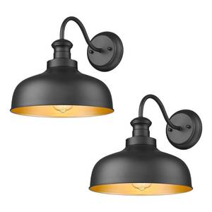 lot 11862 image: Black Outdoor Barn Light for Farmhouse, Anti-Rust 2 Pack 11.5 Inch Dome Exterior Wall Mount Lights Fixture ,Weather Resistant Outdoor Wall Sconce Lighting for Porch, Garage, Patio, Entryway (Black)