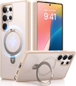 lot 12002 image: TORRAS Pale Apricot Magnetic for Galaxy S25 Ultra Case Fit for Magsafe Ring Stand, Shockproof Translucent Slim Protective Phone Cover for S25 Ultra, Apricot
