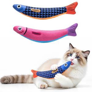 lot 12276 image: PetBusy Cat Toys with5000mg ANatural Catnip andSilvervine Baby Grade Interactive Soft Chew Kicker Cat Toys for Indoor Cats and Kittens, Crinkle andBell Fish Sound Toy, Drives Bored Cat Crazy with Fun (Used)