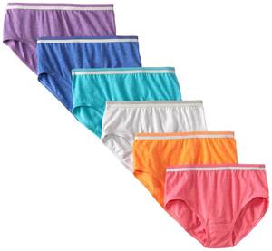 lot 12301 image: Fruit Of The Loom Womens 6 Pack Low Rise Brief Panties, Wardrobe Heather, 7 (Only 4)