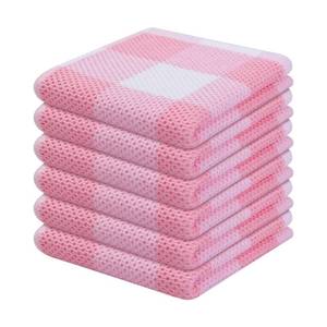 lot 12318 image: Homaxy 100percent Cotton Waffle Weave Check Plaid Dish Cloths, 12 x 12 Inches, Super Soft and Absorbent Dish Towels Quick Drying Dish Rags, 6-Pack, White and Pink