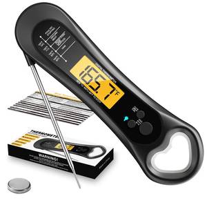 lot 12325 image: Meat Thermometer Digital, Instant Read Meat Thermometer for Grill and Cooking, with Bottle Opener, Backlight and Calibration Food Thermometer, Kitchen Gadgets for BBQ, Turkey, Candy, Liquids