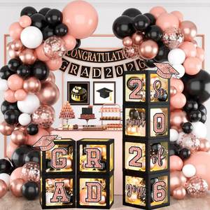 lot 12336 image: Graduation Party Decorations Class Of 2026, Rose Gold Graduation Decorations 2026 Grad Boxes With Letters 2026 Grad So Proud Of You For Pink College Party Graduation Party Supplies