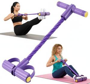 lot 12342 image: Pedal Resistance Bands with Handles for Women, 6-Tube Durable Pedal Exerciser for Home and Office Workout, Natural Rubber Resistance Band for Full Body Toning, Training Abdomen, Waist, Arms and Legs