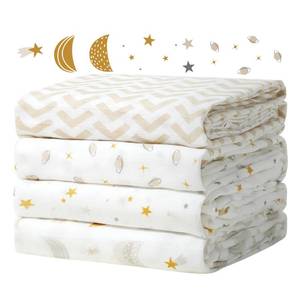 lot 12350 image: Momcozy Muslin Swaddle Blankets, 4-Pack Breathable and Skin-Friendly Receiving Blankets, Best Wishes Swaddle Blanket Shower Gifts and Baby Registry Essentials, Large 47x47in, Stellar Orbitin
