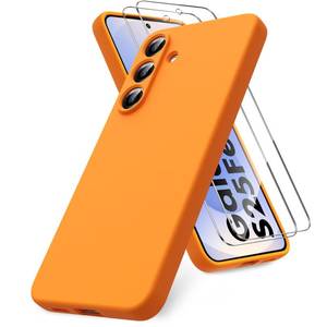 lot 12353 image: Vansdon for Samsung Galaxy S25 FE Case, Soft TPU Liquid Silicone Phone Case with 2 Screen Protectors, Military-Grade Protection Shockproof Slim Phone Cover-Orange