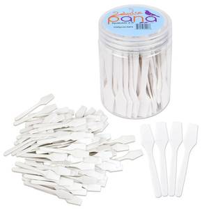 lot 12361 image: 100pcs Pana Brand Cosmetic Make Up Disposable Plastic 2.5 Spatulas Skin Care Facial Cream Mask Spatula (100 Pieces in a Container) (WHITE) (Used) in