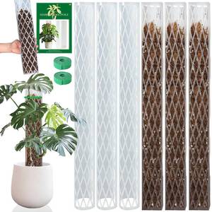 lot 12390 image: Sisher 6 Pcs Monstera Moss Pole,Plastic Moss Poles for Climbing Plants Work with Sphagnum Moss,616ftft Plant Support for Indoor Plants,Garden Ties