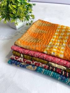 lot 12395 image: Wholesale Lot of 6 Pcs Vintage Kantha Napkin Kitchen Towels Table Decor Place Mat 100percent Cotton Handmade Napkins Printed Home Decor Napkin Bohemian Kantha Napkins 12 x 12 Inch