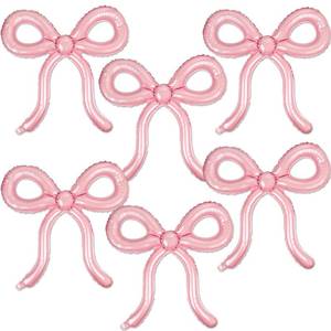 lot 12398 image: 6 Pcs Pink Bow Balloons Bow Birthday Decorations for Girls Women Bow Theme Birthday Party Decorations for Bridal Shower Baby Shower Engagement Bachelorette Party Supplies 26 x 24 Inch