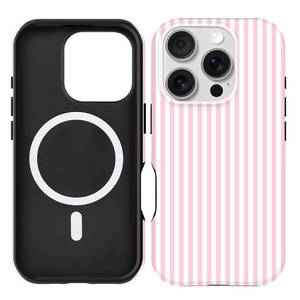 lot 12420 image: Obbii Compatible with iPhone 15 Pro Max Case Compatible with MagSafe -Shockproof Protective Slim Soft TPU Cover Phone Case 6.7 (Pink Stripes Lines Girly, iPhone 16 Pro 6.3in)in