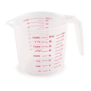 lot 12445 image: 4 Cup Glass Measuring Cup with Red Measurements