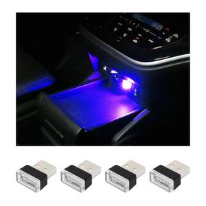 lot 12455 image: Augeny 4 PCS USB LED Car Interior Atmosphere Lamp, Plug-in USB Decor Night Light, Portable Auto Ambient Lighting Kit, Universal Vehicle Interior Accessories for Most Cars (Blue)