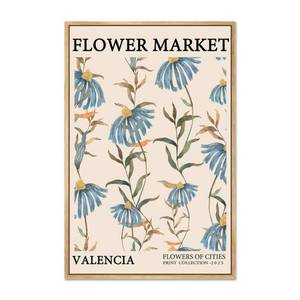 lot 13236 image: NARIA ART Flower Market Canvas Wall Art Framed,Vintage Colorful Floral Pictures Wall Decor for Living Room,Classroom,Dormitory-12 x16 Natural Framed