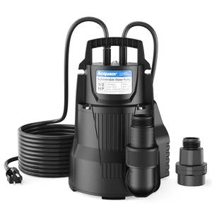 Acquaer Automatic Sump Pump, Submersible Water Pump with 34Garden Hose Check Valve Adapter, Thermoplastic Utility Transfer Pump for Flooded Basement Pools Tub Draining, 12 HP 2450GPH 19ft Cord