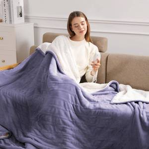 lot 13242 image: Electric Blanket Full Size Heated Blanket 72X84in, Flannel and Fluffy Sherpa Heating Blanket for Sofa, Fast Heating and Over-Heat Protection Warming Blanket, Great Gift for Grandma (Lavender Purple)