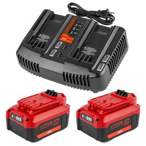 lot 13256 image: DONGPUCUN 2Packs 20V 6.0Ah Battery and Charger Kit for Craftsman V-20 Lithium Battery CMCB202 CMCB204 CMCB206 CMCB205 with Dual Port CMCB104 Charger for Craftsman 20V Set