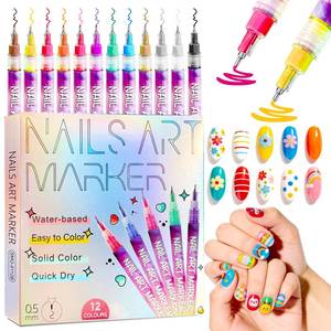 lot 14405 image: VIVIBOOM Nail Art Pens, 12 Color 0.5 MM Nail Polish Pens Set Drawing Point Painting Liner Painted Pen Kit, Waterproof Quick Dry Nail for DIY Nails Art Design Manicure Tools