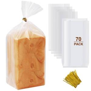 lot 14435 image: vivinin 70 Pack Bread Bags and 100 Pack Ties, 8 x 4in x 18in Clear Bread Bags for Homemade Bread, Reusable Plastic Bread Storage Bags for Bakers, Bakery Ownersin