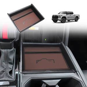 lot 14436 image: TripleAliners for 2022 2023 2024 2025 2026 Tundra Center Console Leather Insert Storage Organizer Accessories with Trim Compatible with Toyota Tundra 2022-2026 SR SR5 Limited TRD PRO (Leather Brown)