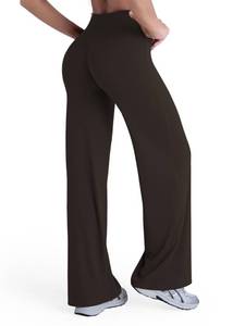 lot 14444 image: Sunzel Womenfts Butt Lifting Wide Leg Yoga Pants High Waist Tummy Control No Front Seam Straight Leg Workout Gym Bottoms 31 Seal Brown Smallin