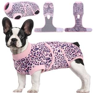 lot 14462 image: Kuoser Dog Surgery Suit, Comfy Dog Recovery Suit Female Doggie Onesie for Surgery, Post Op Protective Onesie, Soft E-Collar Alternative for Cats and Puppies, PinkLeopard XS