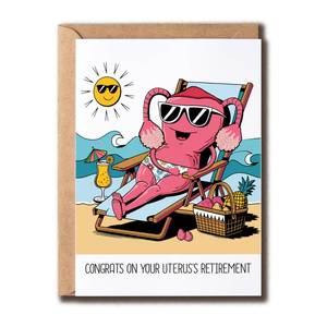lot 14469 image: KPLDESIGNS Congrats On Your Uterusfts Retirement Card - Funny Card For Her - Hysterectomy Card - Get Well Soon Card - Humor Menopause Card - Uterus Card