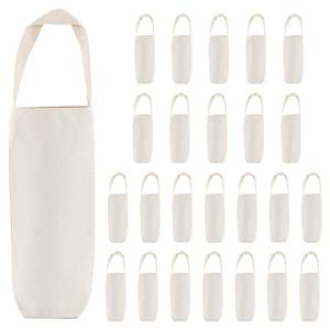 lot 14470 image: Merkaunis 24 Pcs Canvas Wine Bag with Handle 12 x 7.5 x 5.5 Inch Reusable Wine Tote Bag without Patterns Washable Wine Carrier Tote Blank Bottle Gift Tote for Travel, Birthday, Party, Christmas