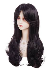 lot 14480 image: Gerulyss Black WIg for Women Long Wavy Wigs with Bangs Layered Synthetic Fluffy Wig Halloween,Costume,Cosplay,Daily Use