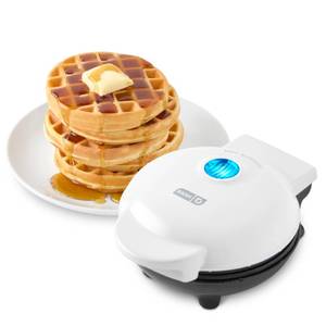 lot 14484 image: Dash Mini Waffle Maker- Compact Electric Iron for Creative Homemade Treats - PTFE nonstick surface - Easy-to-Clean - Perfect for Kids and Families - White