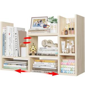 lot 15375 image: NUTIKAS Desk Shelves Desktop Organizer Shlef - Natural Wood Tone Office Organization for Top of Desk Organizers and Accessories Corner Bookshelf Table Top Shelving Small Hutch Decorations for Office