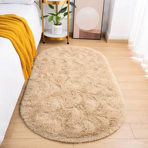 lot 15381 image: Goideal Fluffy Bedroom Rug, Small Oval Area Rugs, Beige Shag Bedside Carpet for Kids Room Nursery Dorm Cute Fuzzy Indoor Decor for Boy and Girl, 2.6 x 5.3 Feet
