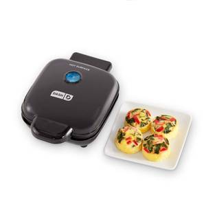 lot 15393 image: Dash Deluxe Egg Bite Maker - Electric Egg Bite Maker for Healthy Protein Snacks - Quick Cleanup, Space-Saving Design and Non-Slip Feet - 4 Servings, Black