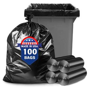 lot 15402 image: 50 55 60 Gallon Trash Bags, 100 Count High Density Garbage Bags, Recycling Trash Can Liners, Sturdy and Tear-Resistant Large Black Bag for Kitchen Yard Outdoor Commercial Use, Lawn Leaf Waste Bags