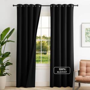 lot 15422 image: NICETOWN 100percent Blackout Curtains for Bedroom, Room Darkening Plylux Black Curtains 84 Inch Long Thermal Insulated Grommet Window Drapes for Living Room, 52 W x 84in L, 2 Panelsin