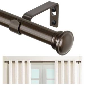 lot 15429 image: TONIAL Curtain Rod 32 to 115 Inch(2.6-9.6ft), Telescoping Splicing 34 Drapery Rods for Windows 83 to 110 Inch(6.9-9.1ft), Decorative Single Rod with Small Cap Finial, Bronze