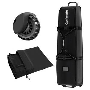 lot 15433 image: Golf Travel Bag with Wheels, Soft-Sided 1680D Oxford Golf Club Travel Cover Case for Car Trips and Short Travel, Thick Padded Protection, Large Storage Pocket for Shoes and Accessories, Easy to Maneuver