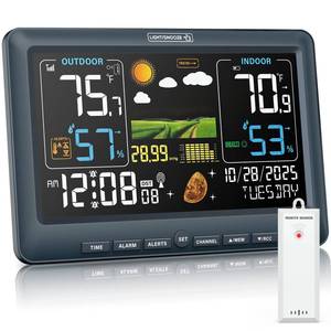 lot 15442 image: BluSon Weather Station Wireless Indoor Outdoor Thermometer, Color Display Digital Temperature Humidity Monitor with Atomic Clock, Weather Forecast, Adjustable Backlight, Home Weather Station, Blue