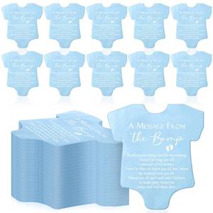 lot 16187 image: Colarr 100 Pcs Small Baby Shower Napkins Bodysuit Shape Gender Reveal Decorations Party Napkins a Message from the Bump Cocktail Disposable Paper for Baby Shower Thank You Gift(Blue)