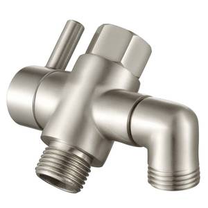 lot 16201 image: Shower Arm Diverter Valve Brass G12 3 Way Universal Bathroom Shower System Component Replacement for Handheld Shower Head and Fixed Spray Head, Brushed Nickel