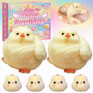 lot 16210 image: 6Pcs Big Taba Squishy Fidget Toys-3.15in, Handmade Ultra Soft Chick Taba Squishy Kit, Cute Fidget Toys Silicone Squeeze Toys for Kids and Adults Stress ReliefChicken