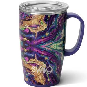 lot 16212 image: Swig Stainless Steel Insulated Travel Mug, 18 oz, Purple Reign, Double Wall Vacuum Sealed, Dishwasher Safe, Cup Holder Friendly