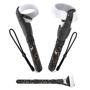 lot 16230 image: Rechale UG Handle Attachments Compatible with Meta Quest 2, VR Controller Accessories for Oculus Quest 2, Gorilla Tag Game Long Arms Sticks, Beat Saber Handle Extensions Grips (Black and Gold)