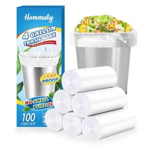 lot 16233 image: 4 Gallon 100pcs Small Clear Trash Bags Strong Clear Garbage Bags, Bathroom Trash Can Bin Liners, Plastic Bags for Office Home Kitchen, Waste Basket Liner, Fit 12-15 Liter, 3-4 Gal4G100-Clear