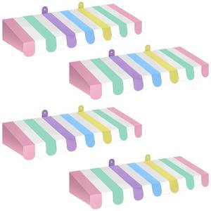 lot 16236 image: Boao 4 Pack Pastel Circus Awning Decoration Macaron 3D Stripe Cardboard Awning Pastel Wall Decor Colorful Carnival Party Favor for Spring Easter Bakery Ice Cream Truck Bulletin Board