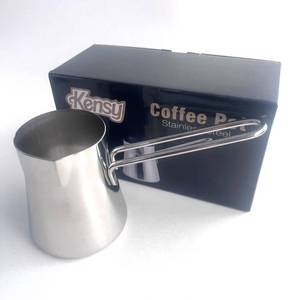 lot 16245 image: Stainless Steel Turkish Coffee Pot,Tea Maker, Chai, Arabic, Briki Greek,Cezve Ibrik, Midi with Spout, Stove Top, Milk, Sauce, Chocolate Warmer Butter Melting Pan with Handle 12oz355 ml 4-5 Serve 1PC