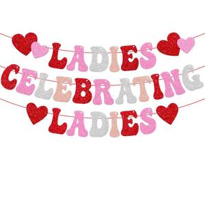 lot 16248 image: Galentinefts Day Decoration Ladies Celebrating Ladies Banner No Boys Allowed Happy Valentinefts Day Be My Galentine Decor Girl Lady Women Gal Pals Party Glitter Supplies