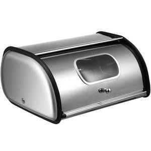 lot 17566 image: PRETYZOOM Stainless Steel Bread Storage Box Large Capacity Roll Top Bread Container for Kitchen Counter Organization 13 X 9 X 6 Inch