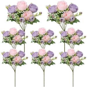 lot 17574 image: Ovveroche 8 Pack Pink, Purple Peonies Artificial Flowers, Fake Silk Hydrangea Bouquet for Bridal Wedding Home Table Decor Reusable Dining Opening Ceremony Birthday Arrangement Faux Floral